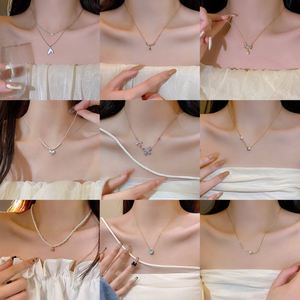 Free Samples Women Stainless Steel Chain Necklace Sparkling Zircon Diamond Necklace Tarnish Free Clavicle Chain - Product Image 2