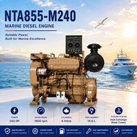 Mesin Diesel Laut 6 Silinder Berpendingin Air Turbocharged SCDC Cums NTA855-M240 1800RPM untuk Kapal Nelayan dan Kapal Komersial