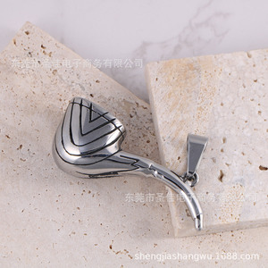 <b>Titanium</b> Steel Men's Pipe Pendant Geometric Design Irregular Shape Themed Charm SP1072 - Product Image 1