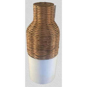 Vase rond léger en fer et en rotin de style Art déco de qualité supérieure pour la décoration intérieure du salon - Product Image 1