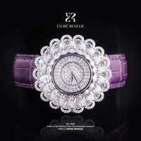 Montres en argent sterling 925 avec cristal saphir, étanches, à quartz, en forme de tournesol, avec moissanite VVS, bijoux de luxe pour femmes
