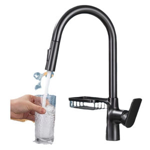 Robinet de cuisine moderne à poignée unique avec douchette extractible et rotation à 360 degrés, conception durable à 2 trous pour <span class=keywords><strong>eau</strong></span> chaude et <span class=keywords><strong>froide</strong></span> - Product Image 1