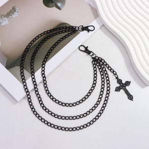 จี้รูปกางเขนแบบโซ่คาดเอว หลายชั้น โลหะผสมสังกะสีสีดำ สไตล์ฮิปฮอป สำหรับใส่ทุกวัน - Product Image 4