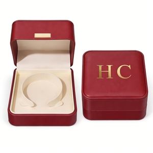 กล่องใส่สร้อยข้อมือแบบมีฝาปิดสั่งทำพิเศษ วัสดุหนัง PU คุณภาพสูง บุด้วยกำมะหยี่ ปั๊มฟอยล์โลโก้ตามสั่ง ราคาโรงงาน - Product Image 1