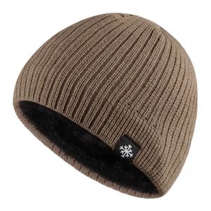Knitted Ski Cap Khaki <b>Warm</b> Winter <b>Hat</b> With Snowflake Logo Adult Unisex - Product Image 1