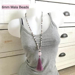 St0663 mở trái tim mala Vòng cổ 6mm màu hồng ngựa vằn jasper nguyên Rose Quartz GURU hạt 108 hạt Tay Thắt Nút Dây chuyền malas - Product Image 2