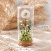 Dôme en verre artisanal avec pissenlit préservé et base en liège – Cadeau d'anniversaire, ornement de bureau