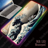 Tapis de souris et USB RGB, antidérapant, coloré, pour le bureau, éclairage LED, XXL XXL, pour Gamer, Art japonais