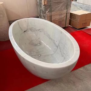 SW STONE Baignoire de <span class=keywords><strong>spa</strong></span> moderne autoportante de <span class=keywords><strong>luxe</strong></span>, baignoire ovale en pierre naturelle blanche personnalisée pour adultes, baignoire de salle de bain personnalisable - Product Image 6