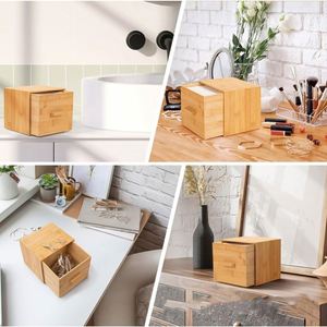 Boîte en bois, porte-serviettes en bambou avec tiroir pour la maison ou le bureau - Product Image 4