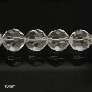 Wholesale large size 16mm faceted round clear crystal loose beads for DIY jewelry making