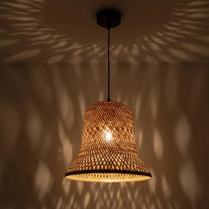 Handmade Thai Bamboo <b>Gift</b> Basket Sustainable Woven <b>Hamper</b> Eco FrienHandmade Woven Bamboo Bell Lampshade Boho Pendant Light - Product Image 2