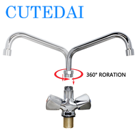 Beste Messing verchromt 9 Zoll Höhe Einloch 32mm Industrial Style 2 Handgelenk Griff Küchen armatur für Krankenhaus küche