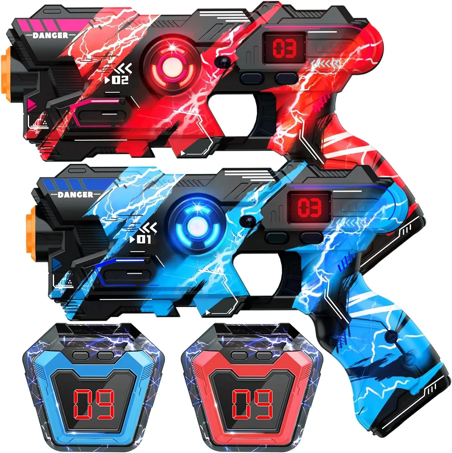 Cross Border Hot Sales Laser Tag Guns Set of 2 with Digital LED Score Display Vest Multi-Functional Laser Tag Fun Toys