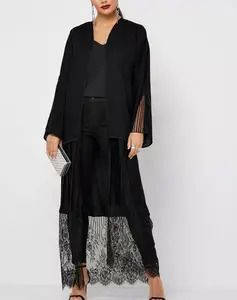 Arrival Black Women Lace Insert Pleated Abaya 2021 Summer New or as Customized 25~30 Days Middle East Adults Air&sea Express