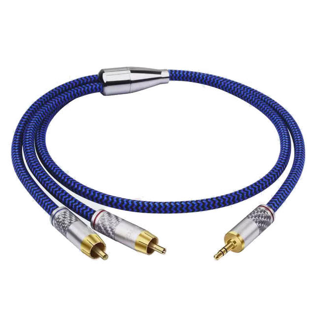 YYTCG-G2 3.5 mm to 2 RCA Audio Cable HiFi Y Splitter Stereo Audio Cable for Audiophile Connect Phone MP3 CD PC to Amplifier