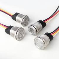 Bouton tactile en métal YUDA 22 mm, auto-réinitialisation, anneau/lumière d'alimentation, LED bicolore rouge/vert, interrupteur à bouton étanche IP67