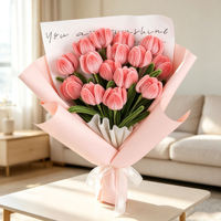 Kit de bricolage pour bouquet de tulipes roses en gros, arrangement floral fait main avec tiges et feuilles pour mariage printanier, Pâques, fête prénuptiale