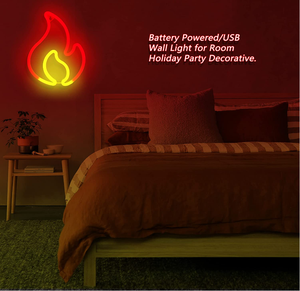 火の形をしたハンギングUsbバッテリー式ネオンナイトライトLed炎ネオンサインウォールキッズゲーミングルームパーティーバーの装飾 - Product Image 5