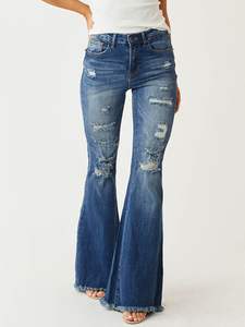 Jeans évasés vintage slim délavés pour <span class=keywords><strong>femme</strong></span> 2026, pantalons longs décontractés rétro, vente en gros, dropshipping - Product Image 5