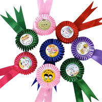 Personnalisé fer blanc dessin animé ruban Rose bal Corsage école célébration mariage fête d'anniversaire ruban Rosettes Corsage fleur Badge