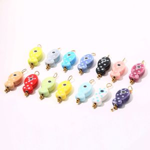 จี้รูปปลาเซรามิก |   ลูกปัดเซรามิกลายจุดหลากสีสันและจี้สแตนเลสเคลือบ PVD 18K สำหรับทำเครื่องประดับ DIY - Product Image 4