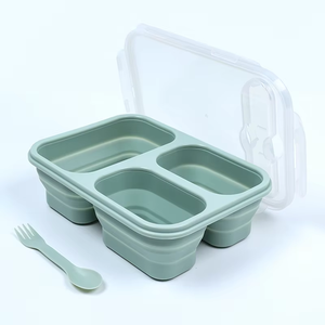 Lonchera Bento Plegable de Silicona con 2 Compartimentos, Contenedor de Alimentos Ecológico, Libre de BPA, Apto para Lavavajillas y Congelador - Product Image 1