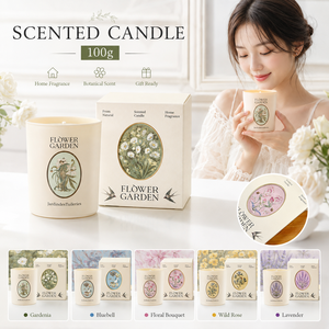 Ensemble cadeau de bougies parfumées en pot en céramique de 100 g, 5 senteurs, parfum <span class=keywords><strong>d</strong></span>'ambiance pour la maison, mèche en coton relaxante, OEM - Product Image 1