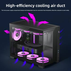 Boîtier PC Gaming XERON C33 Sea View M-ATX compact avec design à branchement arrière, panneau latéral en verre transparent sans colonne et fixation rapide du processeur - Product Image 2