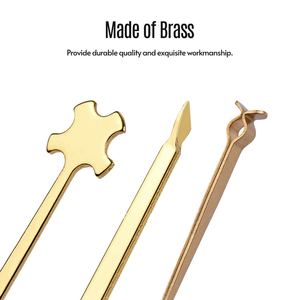 Outils pour <span class=keywords><strong>violon</strong></span>, outils de réglage pour <span class=keywords><strong>luthier</strong></span>, kit comprenant un jaugeur, un clip de récupération, un poseur, en laiton doré - Product Image 2