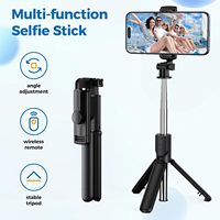 Perche à selfie extensible avec trépied, télécommande Bluetooth pour selfies, streaming en direct, enregistrement vidéo, compatible avec tous les téléphones portables