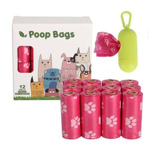 Sacs à déjections canines biodégradables Epi de haute qualité en gros, matériau HDPE+EPI/D2W, imperméables, compostables, marque Greenway/OEM, 12 rouleaux - Product Image 1
