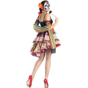 Halloween fantasma Cosplay colorido calavera vestido disfraz vestido para mujer adulta carnaval fiesta vampiro - Product Image 2