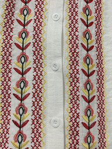 Camicetta da Donna all'Ingrosso con Ricamo Floreale, Scollo a V con <span class=keywords><strong>Volant</strong></span>, Bottoni Frontali, Maniche Lunghe a Sbuffo, Stile Boho Casual e Vestibilità Ampia - Product Image 6