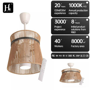 Rattan Woven <b>LED</b> <b>Ceiling</b> <b>Fan</b> <b>with</b> <b>Light</b> Vintage Style, Simple Pendant Lamp for Living Room bar Decoration - Product Image 5