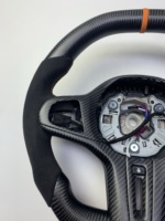 Volante de Fibra de Carbono con Base Plana para Serie 1 M Performance con Costuras Naranjas, Calefactable, Reemplazo OEM, 3 Radios M