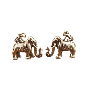 Adorno Vintage de Latón con Elefante Montando a Mono, Pequeño Objetivo Decorativo de Escritorio, Estilo Chino Feng Shui, Decoración para el Hogar y la Oficina - Product Image 5