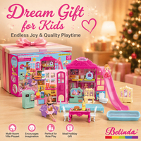 Maison de poupée Belinda, meubles miniatures, kits d'accessoires pour maison de poupée pour enfants avec sonnette, maison de jeu avec accessoires pour poupée de 3 pouces