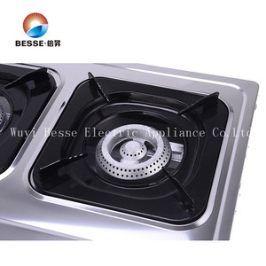 เตาแก๊สสแตนเลส BESSE 3 หัวเตา ควบคุมด้วยปุ่ม จุดติดด้วยระบบ Piezoelectric สำหรับใช้ในครัวเรือน - Product Image 4