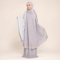 Ensemble de prière Mukena en soie découpé au laser pour femmes, taille unique, vêtements islamiques modestes