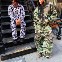 Ensemble de survêtement camouflage personnalisé pour homme, coupe évasée, en molleton 100% coton French Terry 300-500 g/m², comprenant un sweat à capuche et un pantalon de survêtement