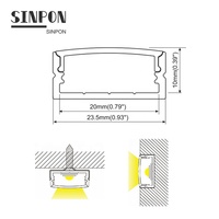 ALU2410 23.5mm * 10mm a mené le profil en aluminium