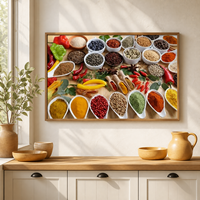 Décoration Murale en Verre et Aluminium sur le Thème des Épices de Cuisine, Tableau Culinaire pour Restaurant, Café, Salle à Manger, Intérieurs Modernes