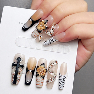 <span class=keywords><strong>Uñas</strong></span> Postizas 3D Rosadas con Diseño Geométrico, Punta Francesa, Larga, Cobertura Completa, Reutilizables, <span class=keywords><strong>Kit</strong></span> de 10 <span class=keywords><strong>Uñas</strong></span> Acrílicas <span class=keywords><strong>para</strong></span> Mujer - Product Image 5