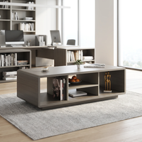 Table de réception de bureau rectangulaire large sur mesure, design industriel, avec rangement multi-compartiments, en bois, pour cadre dirigeant