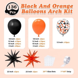 Nouveau kit d'arche de ballons d'Halloween, ballons en latex noir et orange avec confettis et ballons étoiles pour la décoration de fête d'<span class=keywords><strong>anniversaire</strong></span> pour adultes - Product Image 4