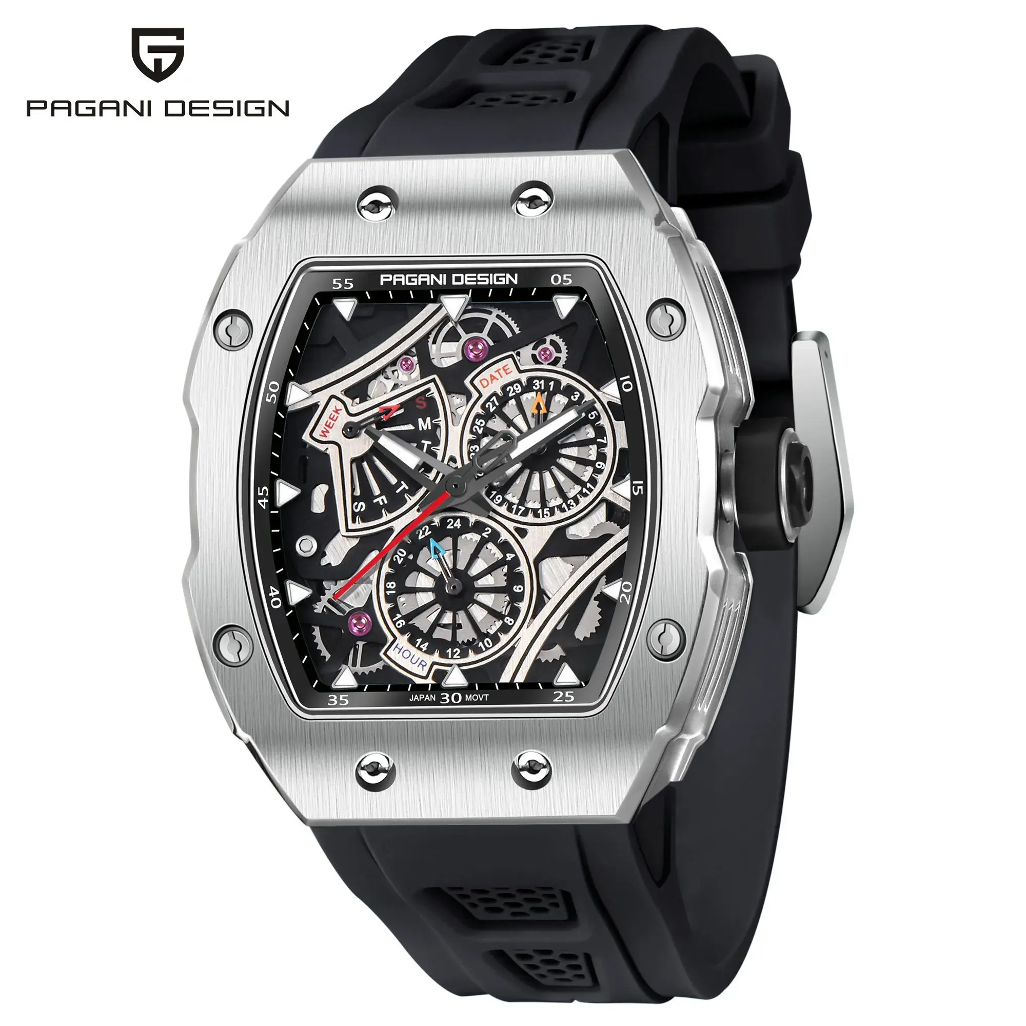 Pagani Design 2023 새로운 남성 패션 석영 시계 사파이어 유리 50 미터 방수 스포츠 남성용 시계 Reloj Hombre PD-YS012