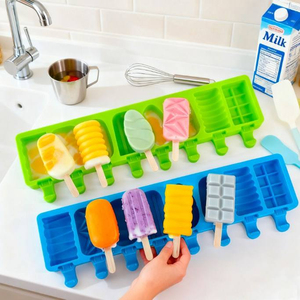 Molde de silicona para helados de 8 cavidades, con formas de animales, frutas y geometría, para helados caseros para niños, de grado alimenticio, sin BPA, duradero, DIY - Product Image 2