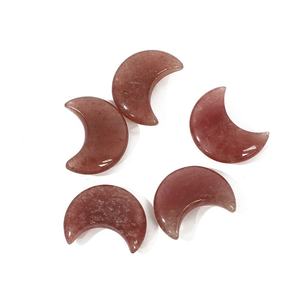 HZ Factory Vente en gros de sculptures en cristal naturel en obsidienne, en stock 2026, 30*25*8mm, Ornement lune croissante en quartz rose - Product Image 4