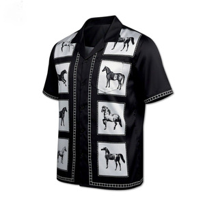 <span class=keywords><strong>เสื้อ</strong></span>เชิ้ตคิวบาคอปกสไตล์ยุโรปเรียบหรู แขนสั้นสำหรับผู้ชาย แฟชั่นฤดูใบไม้ผลิและฤดูร้อน <span class=keywords><strong>แบรนด์</strong></span>ดัง ปีม้า ผ้าซาติน - Product Image 1